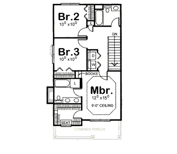 Traditional Floor Plan - Upper Floor Plan #20-432