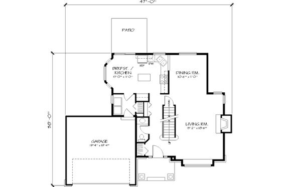 Floor Plan - Main Floor for Traditional House Plan #320-382 - 3 bed, 2.5 bath