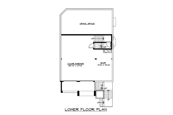 Floor Plan - Lower Floor for Craftsman House Plan #132-124 - 3 bed, 2.5 bath