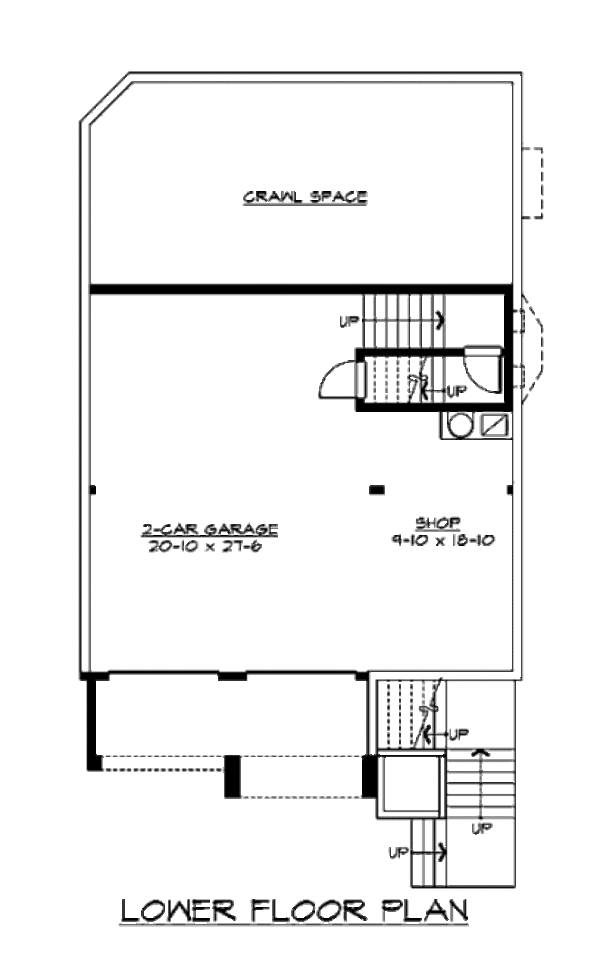 Craftsman Floor Plan - Lower Floor Plan #132-124
