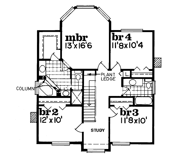 Victorian Floor Plan - Upper Floor Plan #47-279