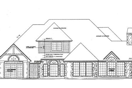 Exterior - Rear Elevation for European House Plan #310-184 - 4 bed, 3.5 bath