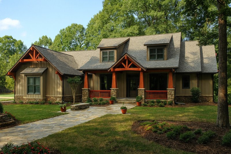 Craftsman Style House Plan - 4 Beds 3 Baths 2373 Sq/Ft Plan #17-2373 Exterior