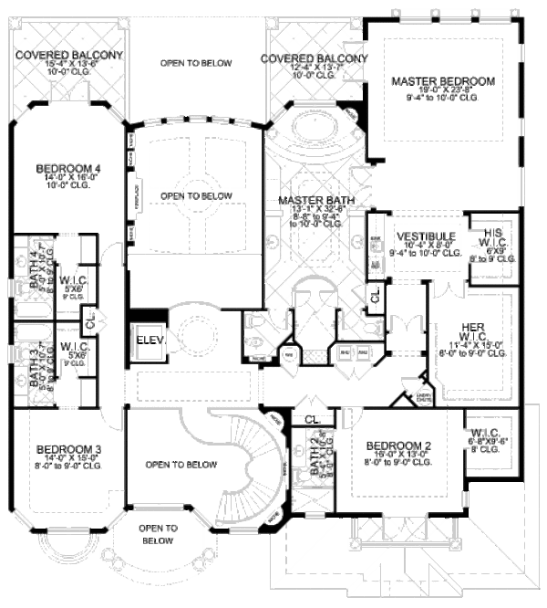 Mediterranean Floor Plan - Upper Floor Plan #420-185