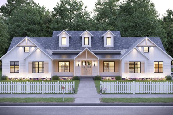 Exterior - Front Elevation for Farmhouse House Plan #1089-12 - 4 bed, 3.5 bath