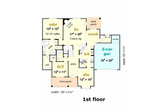 Floor Plan - Main Floor for Traditional House Plan #329-352 - 4 bed, 3 bath