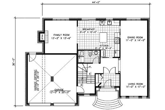 Floor Plan - Main Floor for European House Plan #138-288 - 3 bed, 1.5 bath