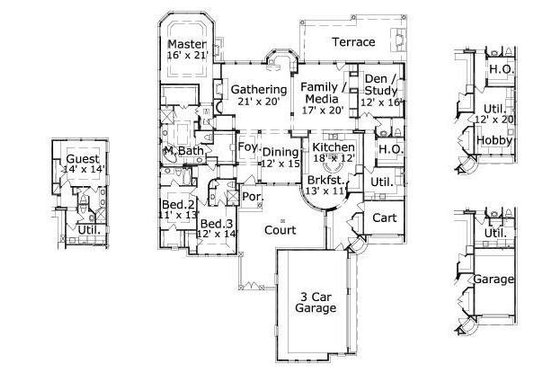 Floor Plan - Main Floor for European House Plan #411-303 - 3 bed, 3.5 bath