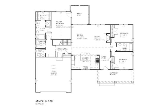 Floor Plan - Main Floor for Traditional House Plan #901-47 - 4 bed, 3.5 bath