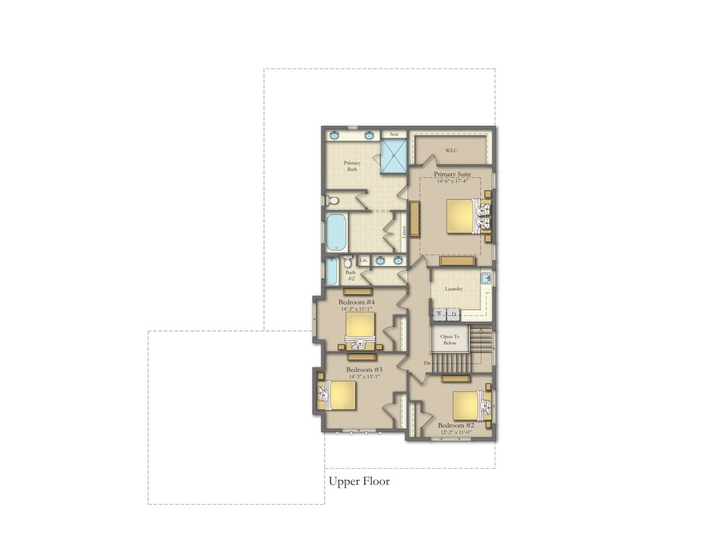 Floor Plan - Upper Floor for Farmhouse House Plan #1057-47 - 4 bed, 2.5 bath