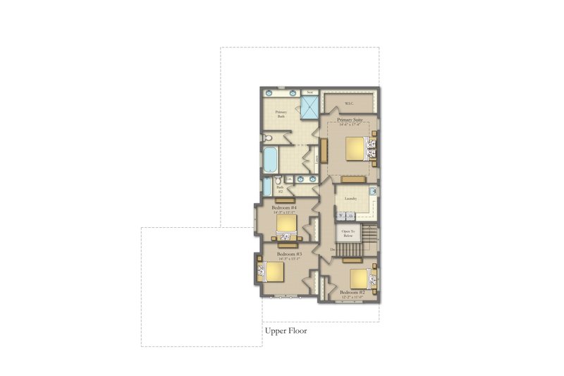 Architectural House Design - Floor Plan - Upper Floor for Farmhouse House Plan #1057-47 - 4 bed, 2.5 bath