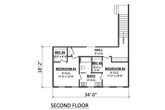 Floor Plan - Upper Floor for Farmhouse House Plan #1089-29 - 3 bed, 2.5 bath