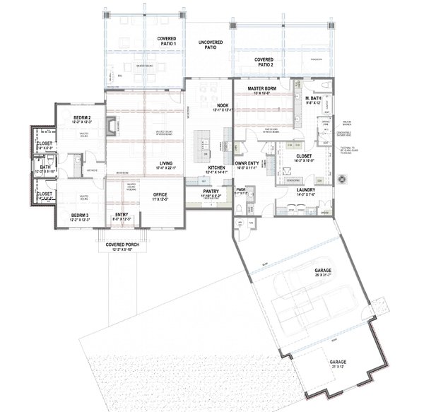 House Design - Ranch Floor Plan - Main Floor Plan #1069-34