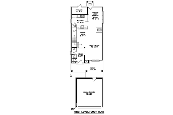 Floor Plan - Main Floor for Traditional House Plan #81-1367 - 3 bed, 2.5 bath