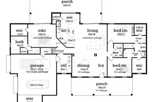Floor Plan - Main Floor for Craftsman House Plan #45-587 - 3 bed, 2.5 bath