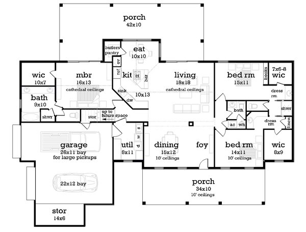 Home Plan - Craftsman Floor Plan - Main Floor Plan #45-587