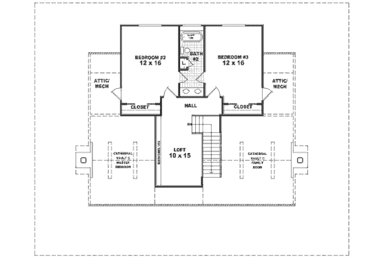 Floor Plan - Upper Floor for Country House Plan #81-262 - 3 bed, 2.5 bath