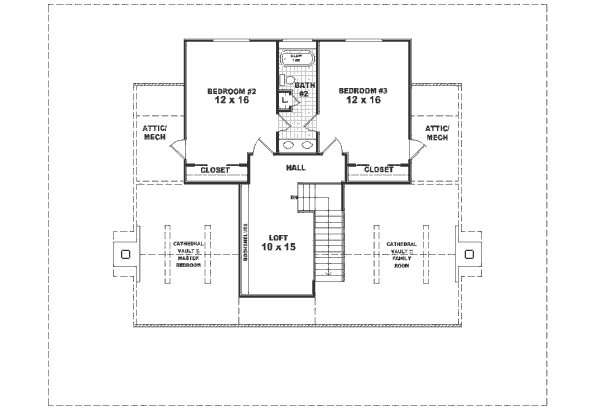 Country Floor Plan - Upper Floor Plan #81-262