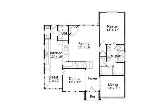 Floor Plan - Main Floor for Traditional House Plan #411-222 - 4 bed, 3 bath
