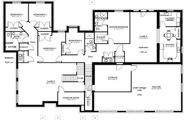 Architectural House Design - Craftsman Floor Plan - Lower Floor Plan #1060-237