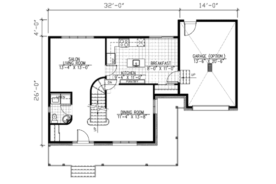 Floor Plan - Main Floor for Country House Plan #138-242 - 3 bed, 1.5 bath