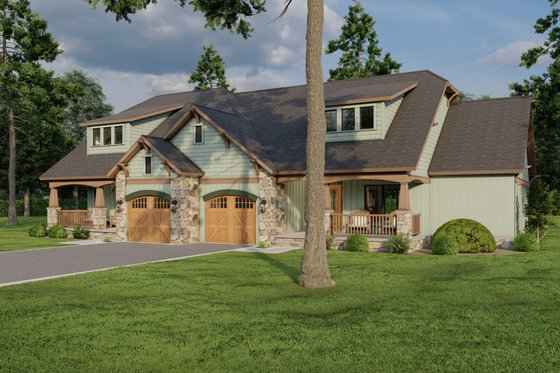 Exterior - Front Elevation 3 for European House Plan #17-2220 - 2 bed, 2 bath
