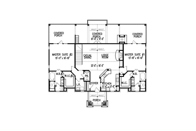 Home Plan - Floor Plan - Main Floor for Craftsman House Plan #54-506 - 2 bed, 2.5 bath