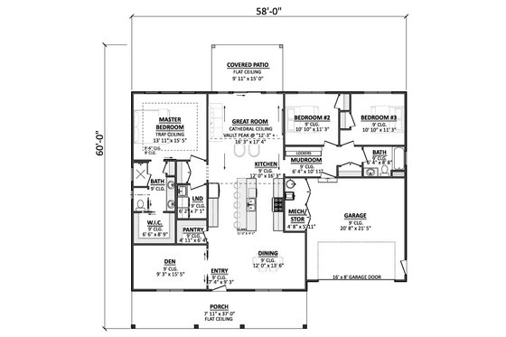 Floor Plan - Main Floor for Country House Plan #1089-66 - 3 bed, 2 bath