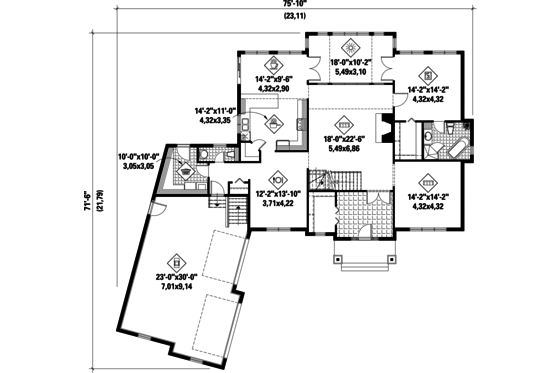 Floor Plan - Main Floor for Traditional House Plan #25-4756 - 5 bed, 3 bath