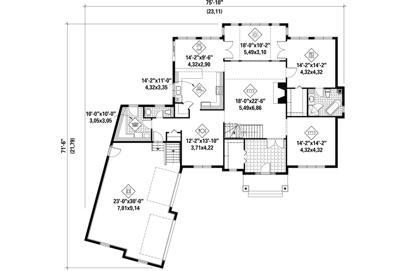 Home Plan - Floor Plan - Main Floor for Traditional House Plan #25-4756 - 5 bed, 3 bath