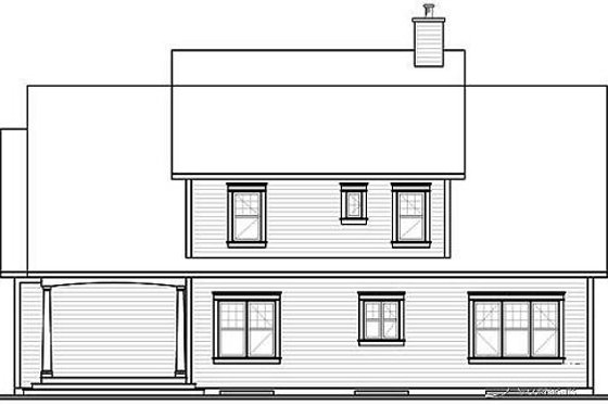 Exterior - Rear Elevation for Country House Plan #23-395 - 3 bed, 2.5 bath