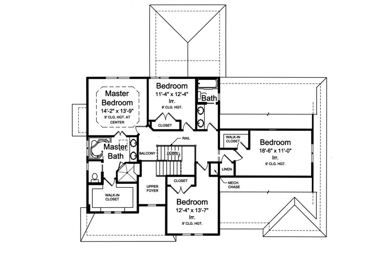 Architectural House Design - Floor Plan - Upper Floor for Traditional House Plan #46-883 - 4 bed, 2.5 bath