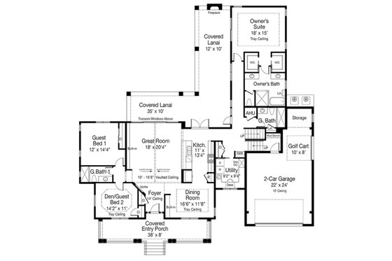 Floor Plan - Main Floor for Cottage House Plan #938-86 - 3 bed, 3 bath