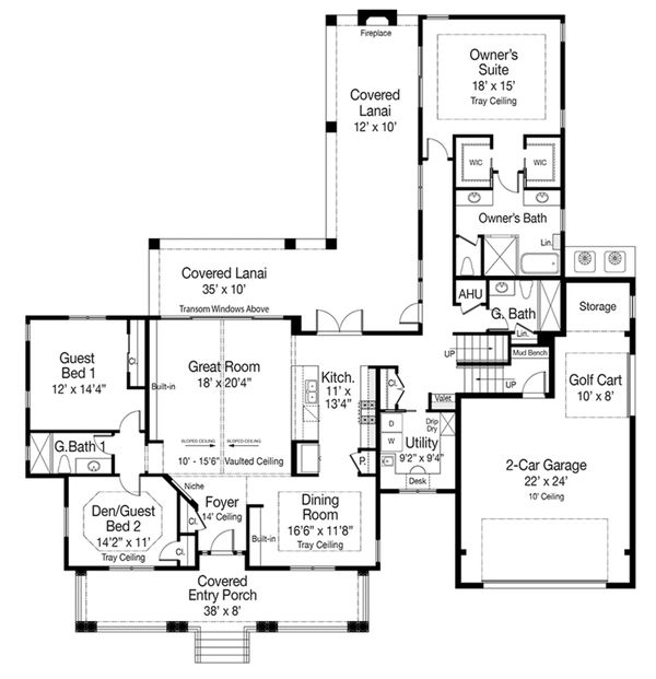 Home Plan - Cottage Floor Plan - Main Floor Plan #938-86