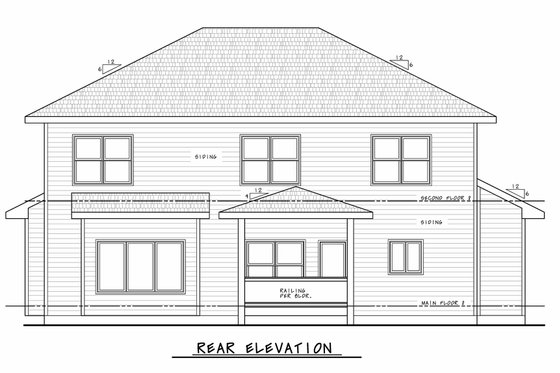 Exterior - Rear Elevation for Traditional House Plan #20-2406 - 4 bed, 3.5 bath