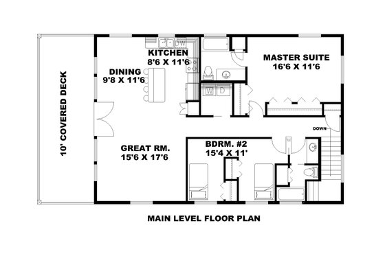 Floor Plan - Main Floor for Country House Plan #117-975 - 2 bed, 2 bath