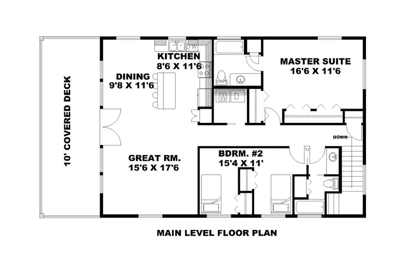 Home Plan - Floor Plan - Main Floor for Country House Plan #117-975 - 2 bed, 2 bath