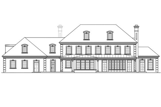 Exterior - Rear Elevation for Traditional House Plan #124-463 - 6 bed, 6.5 bath