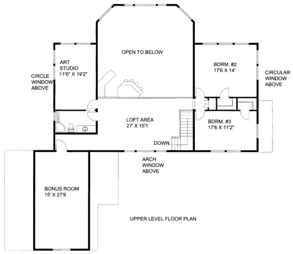 Architectural House Design - Bungalow Floor Plan - Upper Floor Plan #117-730
