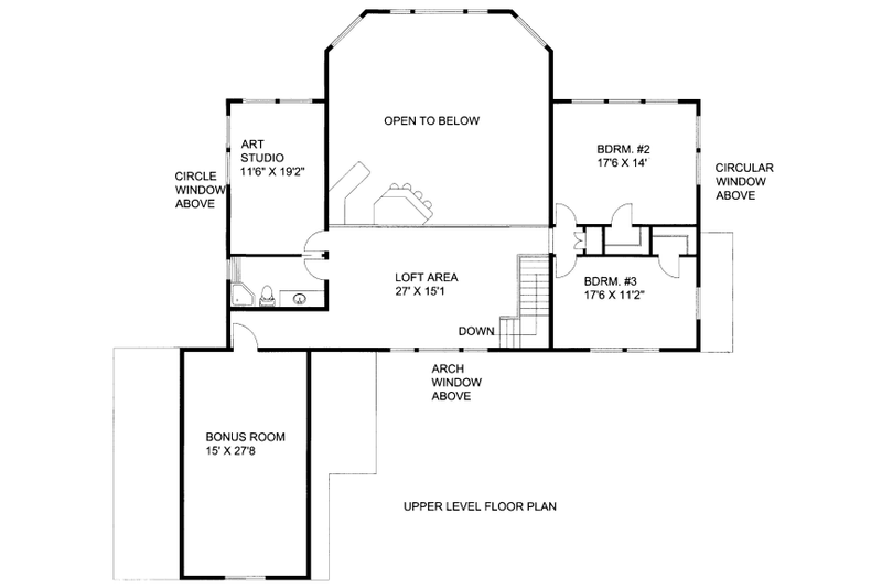 Architectural House Design - Floor Plan - Upper Floor for Bungalow House Plan #117-730 - 3 bed, 2.5 bath