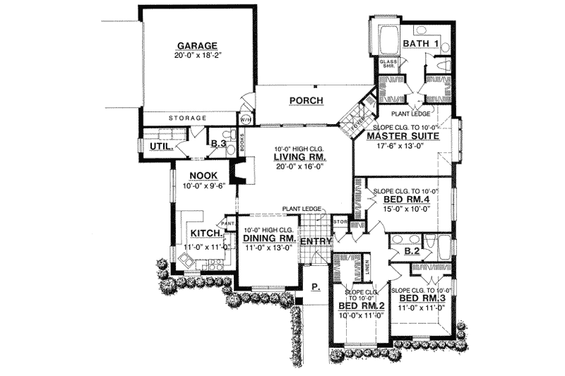 Dream House Plan - Floor Plan - Main Floor for European House Plan #40-134 - 4 bed, 2.5 bath