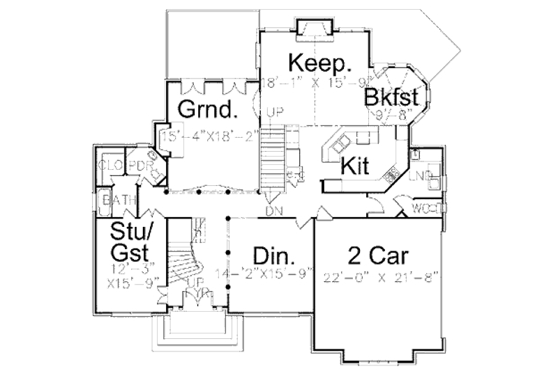 Home Plan - Floor Plan - Main Floor for European House Plan #119-338 - 4 bed, 3 bath