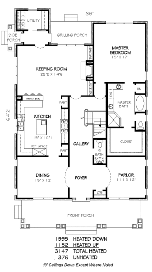 Craftsman Floor Plan - Main Floor Plan #424-168