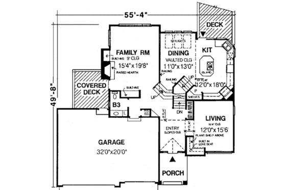Floor Plan - Main Floor for Traditional House Plan #334-108 - 3 bed, 2.5 bath