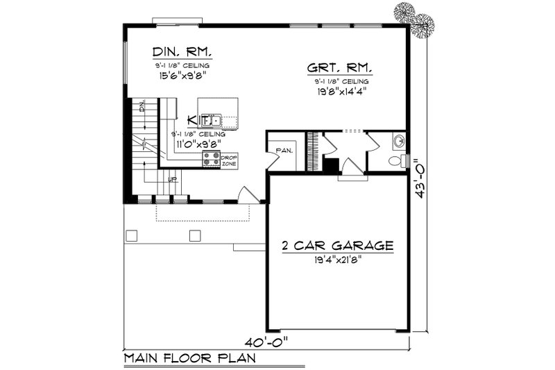 Dream House Plan - Floor Plan - Main Floor for Prairie House Plan #70-1511 - 3 bed, 2.5 bath