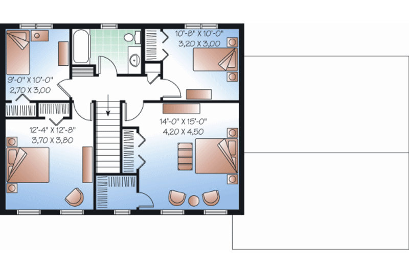 Dream House Plan - Floor Plan - Upper Floor for Country House Plan #23-2261 - 4 bed, 1.5 bath