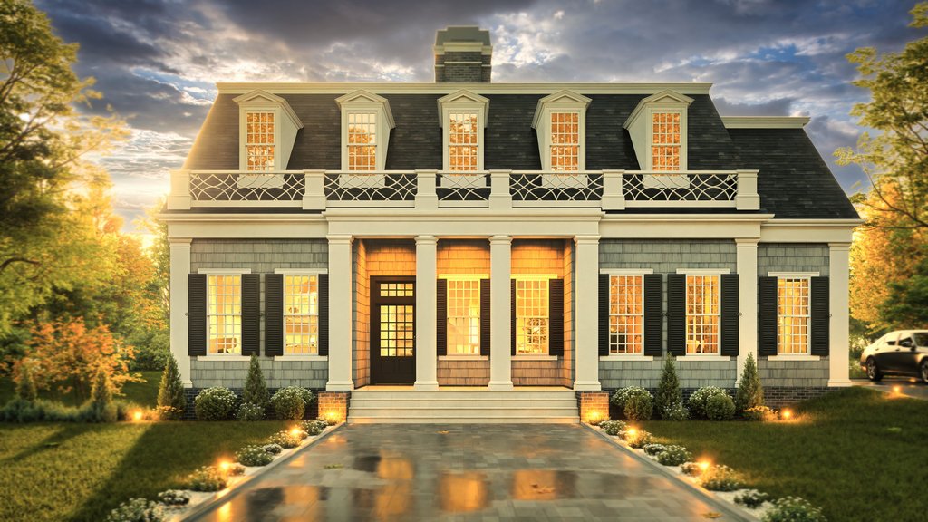 Exterior - Front Elevation 7 for Classical House Plan #119-155 - 4 bed, 4 bath