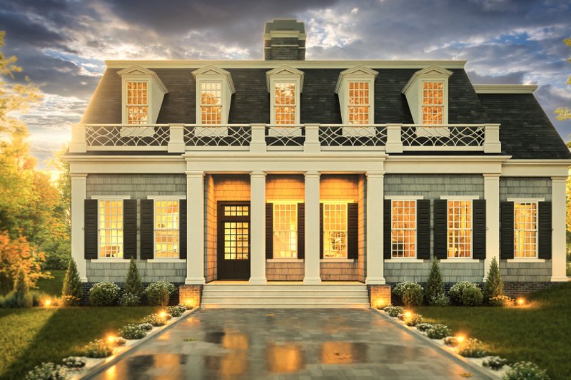 Home Plan - Exterior - Front Elevation 7 for Classical House Plan #119-155 - 4 bed, 4 bath
