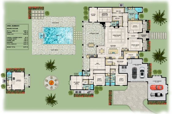 Floor Plan - Main Floor for Contemporary House Plan #548-66 - 5 bed, 5.5 bath