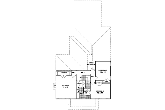 Floor Plan - Upper Floor for European House Plan #81-425 - 3 bed, 2.5 bath